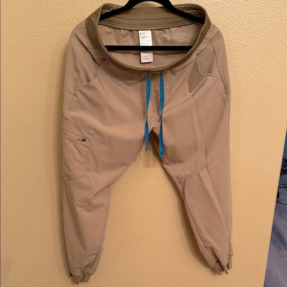 Figs Pants - Figs Khaki Joggers with Blue Accents